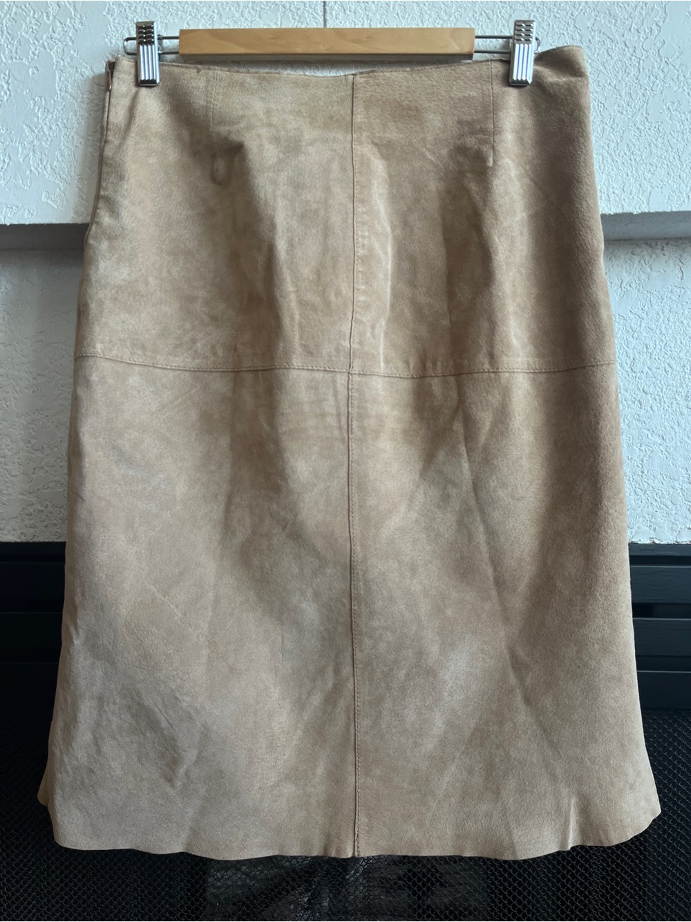 Classic Women's Suede A-Line Skirt - Beige